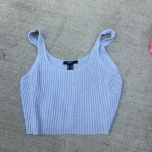 Forever 21 Ribbed Knit Tank Top - Light Blue